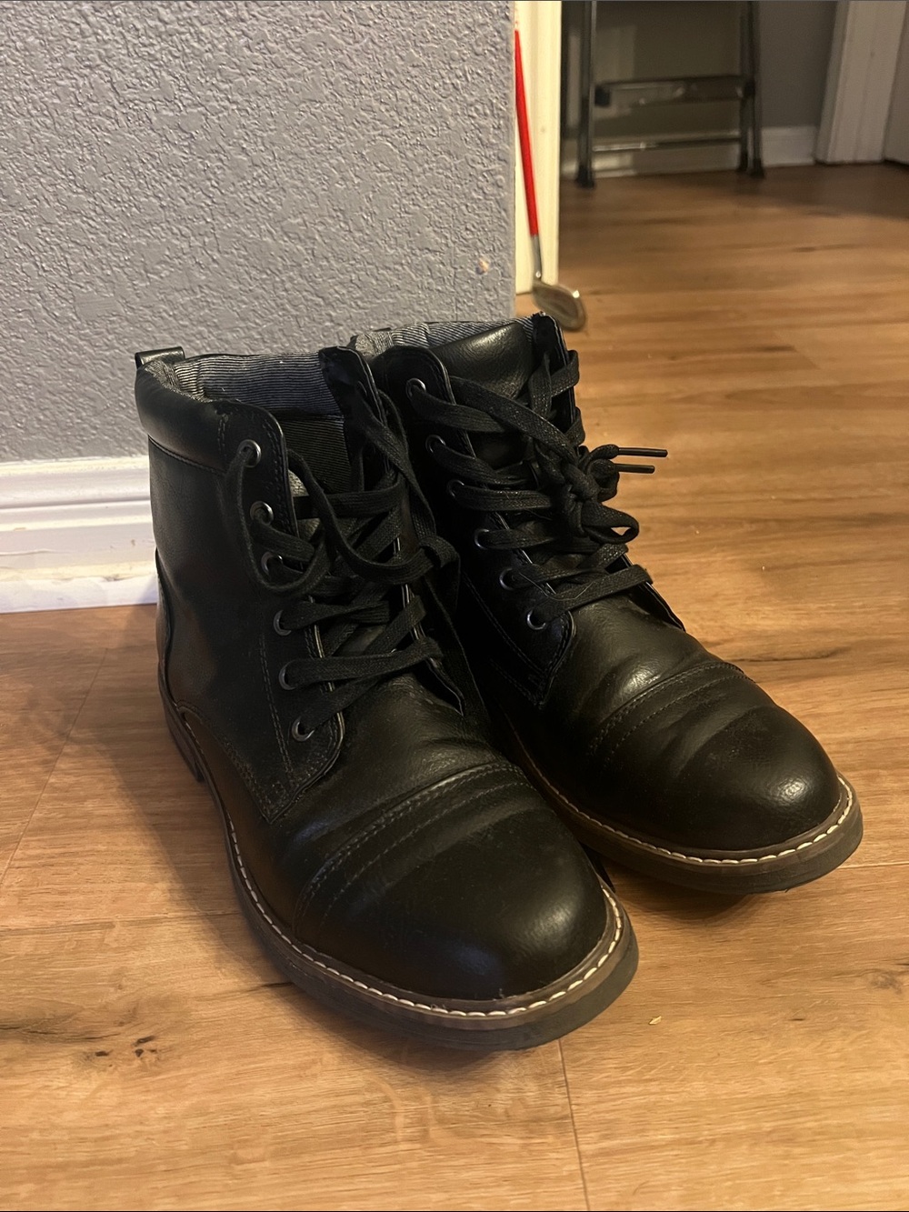 Goodfellow & Co Black Leather Lace-Up Ankle Boots